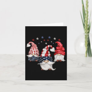 Tarjeta De Julio Gnomes Patriótico Funny Cute American F