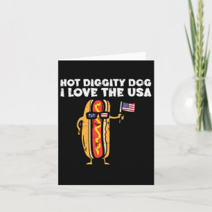 Tarjeta De julio Hotdog Hot Diggity Dog Patriótico Mujeres