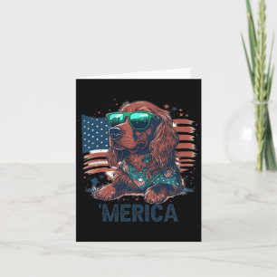 Tarjeta De Julio Patriótico Irlandés Setter Dog Merica