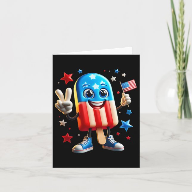 Tarjeta De Julio Popsicle Bandera Estadounidense Frente Pa (Anverso)
