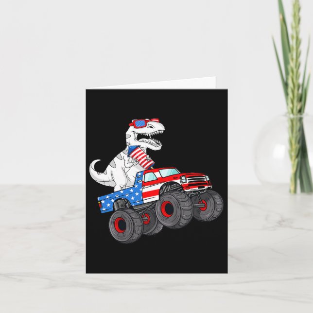 Tarjeta De Julio T Rex Dino Trex Dinosaurio Monster Truck  (Anverso)