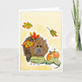 Tarjeta DE Kalppkarte Herbst Igel mit Kürbis