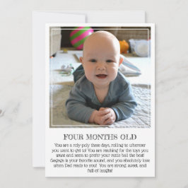 Tarjeta de Keepsake de hito: cuatro meses de antig