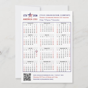 Tarjeta de Keepsake del calendario Patriótico 2026