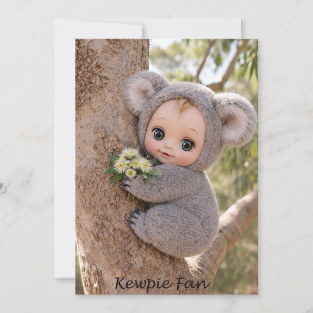 Tarjeta de Kewpie Fan Koala Bebe (Anverso)