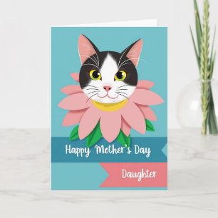 Tarjeta de kitten del día de la madre turquesa