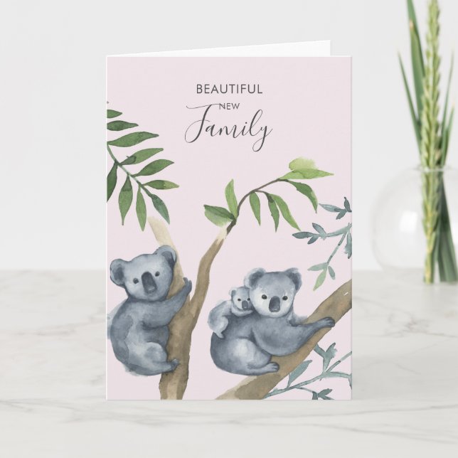 Tarjeta de koala de acuarela para una familia nuev (Anverso)