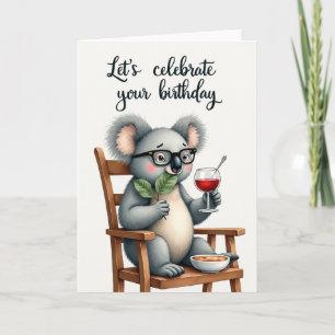 Tarjeta de koala de alegría de cumpleaños