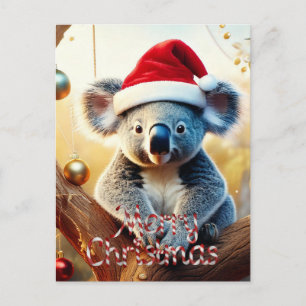 Tarjeta de Koala Feliz Navidad sentado en Gumtree