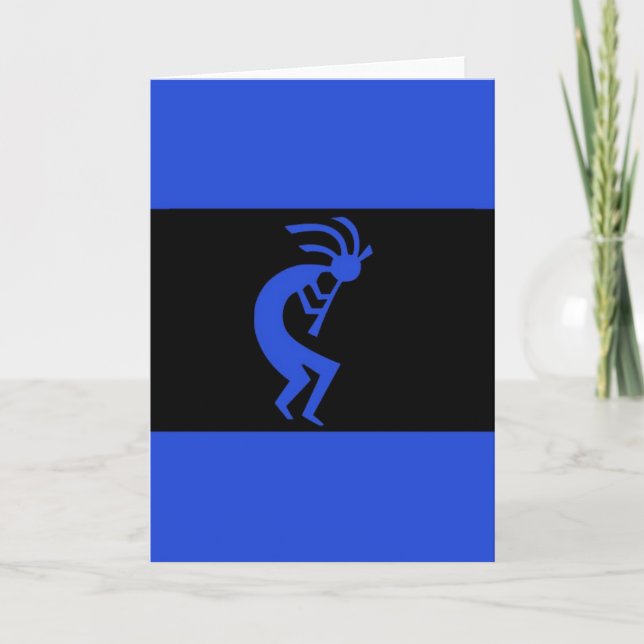 Tarjeta De Kokopelli azul de largo (Anverso)