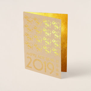 Tarjeta de Kraft de lujo Chino Papercut Pig Year 2