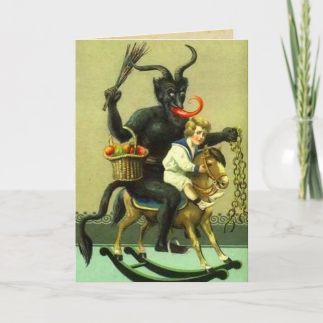 Tarjeta de Krampus del vintage (Anverso)