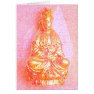 Tarjeta de Kwan Yin del Rosa-Oro