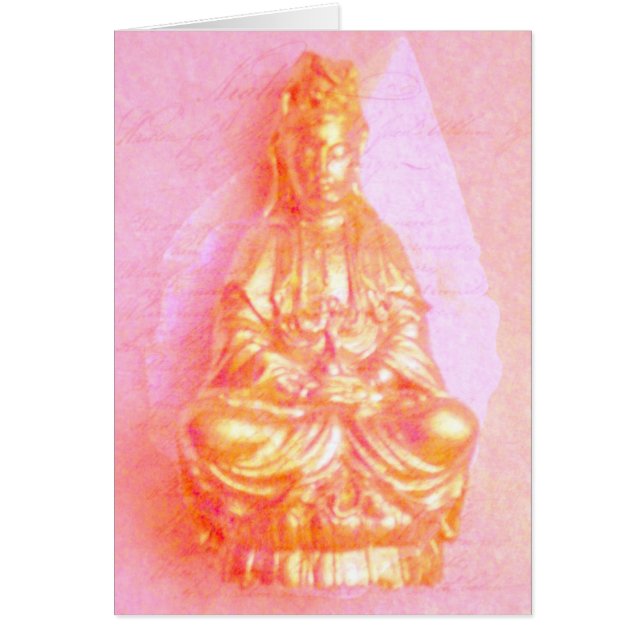 Tarjeta de Kwan Yin del Rosa-Oro (Frente)