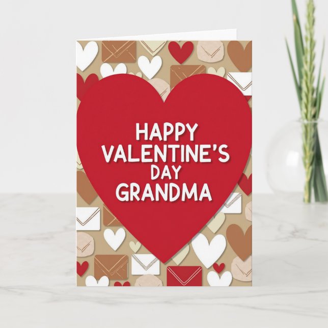 Tarjeta de la abuela con patrón de corazón (Anverso)