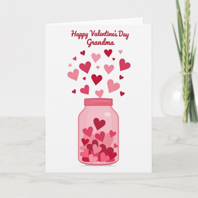 Tarjeta de la Abuela Corazones en un Frasco (Anverso)