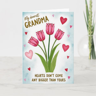 Tarjeta de la Abuela de Tulipán Rosa Sincero