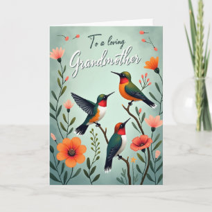 Tarjeta de la abuela floral de pájaros