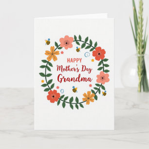 Tarjeta de la Abuela Floral Insecto Rayado