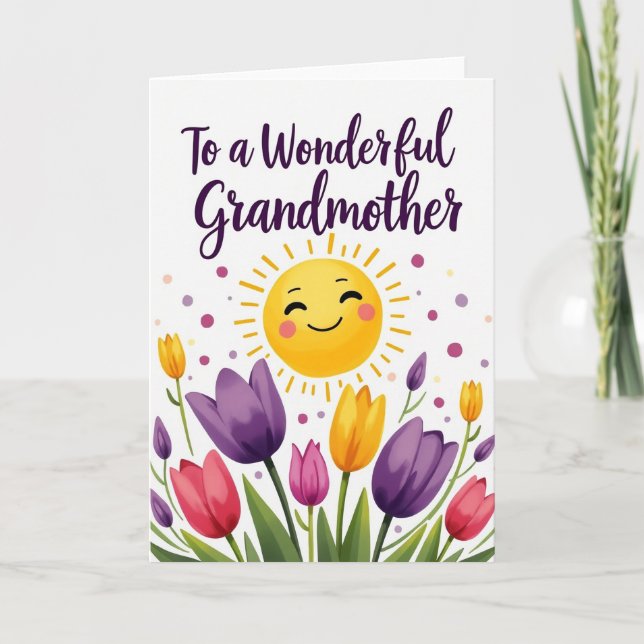 Tarjeta de la Abuela Sol y Flores (Anverso)