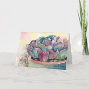 Tarjeta de la acuarela de Echeveria de Debra Lee
