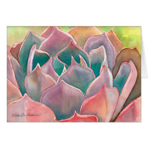 Tarjeta de la acuarela de Echeveria de Debra Lee