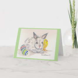 Tarjeta de la acuarela de Pascua del conejito y