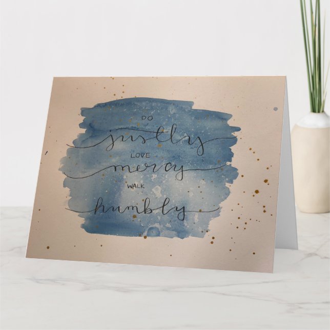 Tarjeta de la acuarela del 6:8 de Micah - esconda (Anverso)