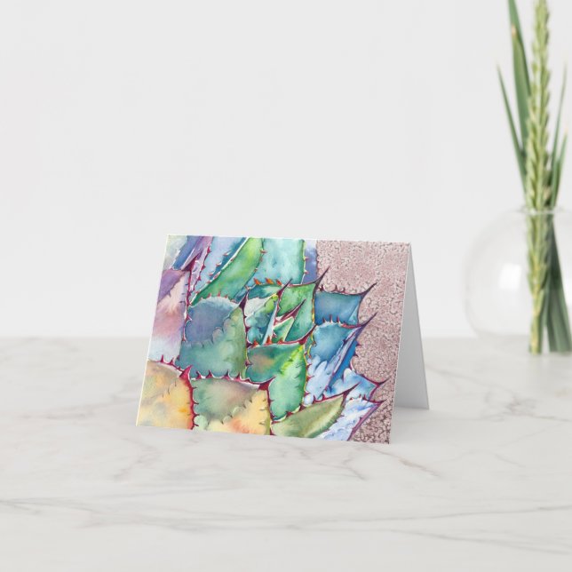 Tarjeta de la acuarela del agavo de Debra Lee (Anverso)