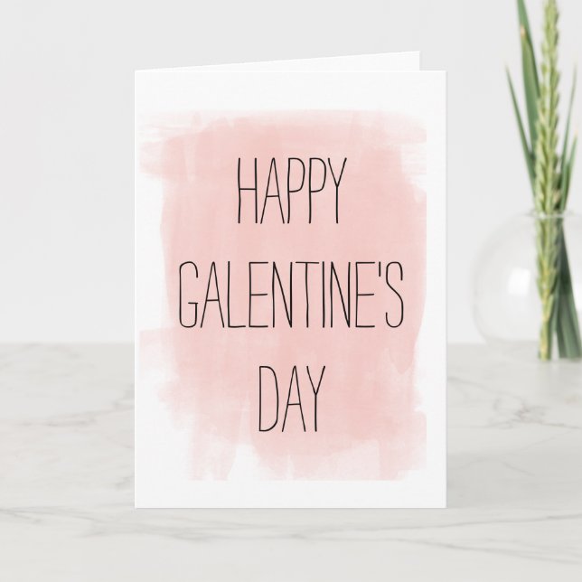 Tarjeta de la acuarela del día de Galentine (Anverso)