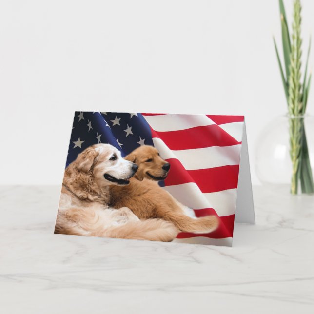 Tarjeta de la bandera americana de los perros (Anverso)