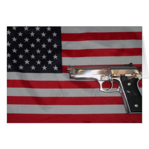 Tarjeta de la bandera americana y del arma