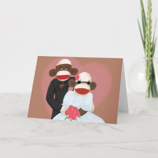 Tarjeta de la boda del mono del calcetín (Bowty y