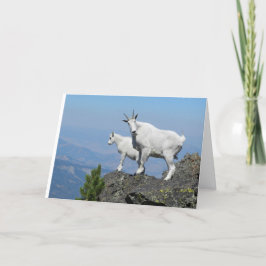 Tarjeta de la buena suerte con la cabra de montaña