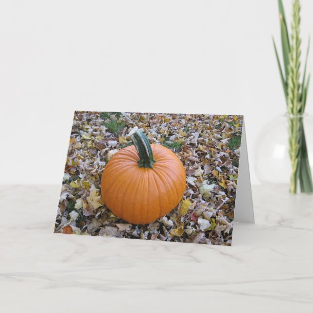 Tarjeta de la calabaza de Halloween de la caída (Anverso)