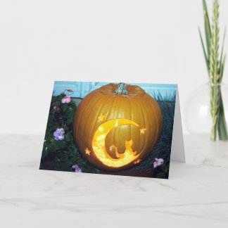 Tarjeta de la calabaza de la luna del gato