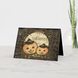 Tarjeta de la calabaza del vintage de Halloween
