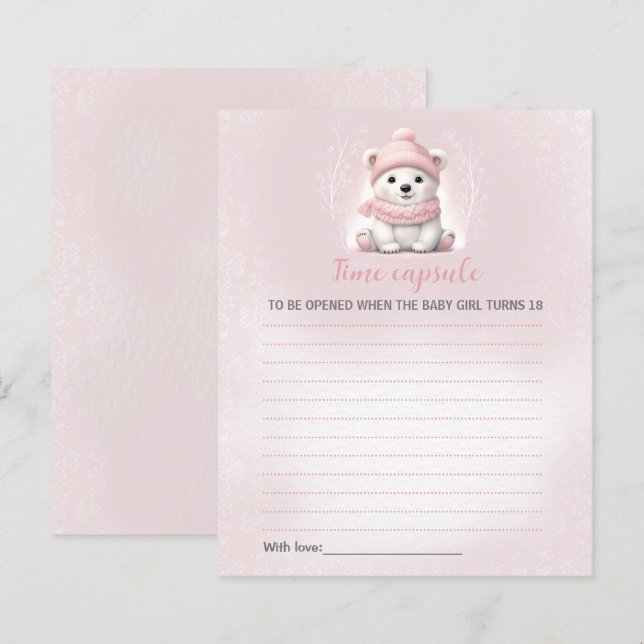 Tarjeta de la cápsula de tiempo de oso Baby Shower (Anverso / Reverso)