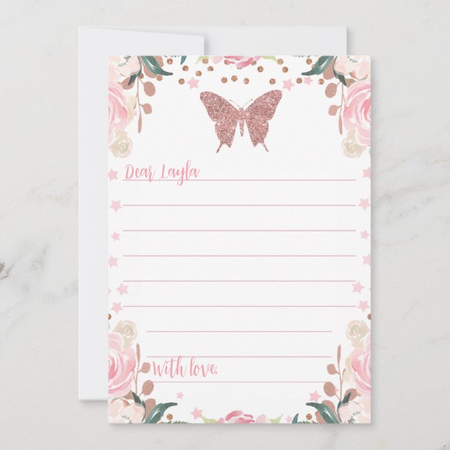 Tarjeta de la cápsula del tiempo de la mariposa de (Anverso)