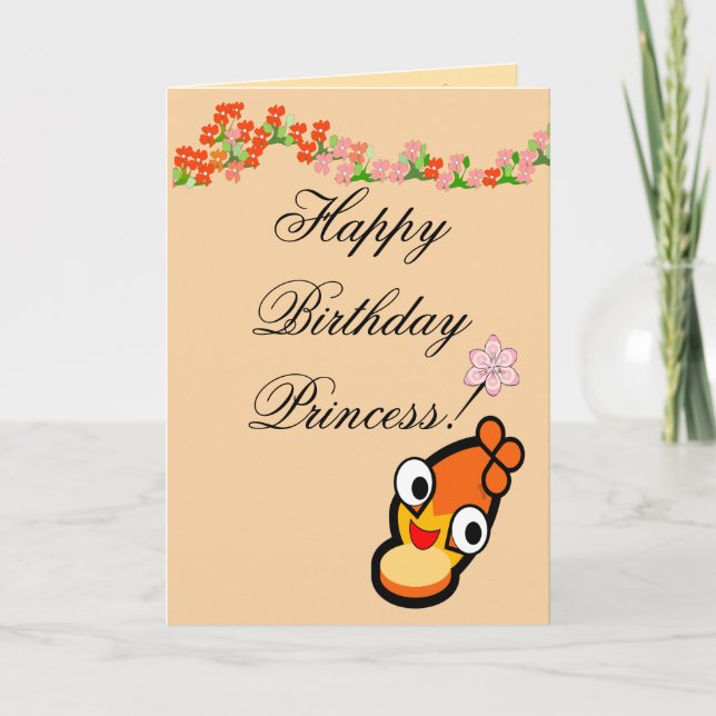 Tarjeta de la cara de la princesa de cumpleaños fe (Anverso)