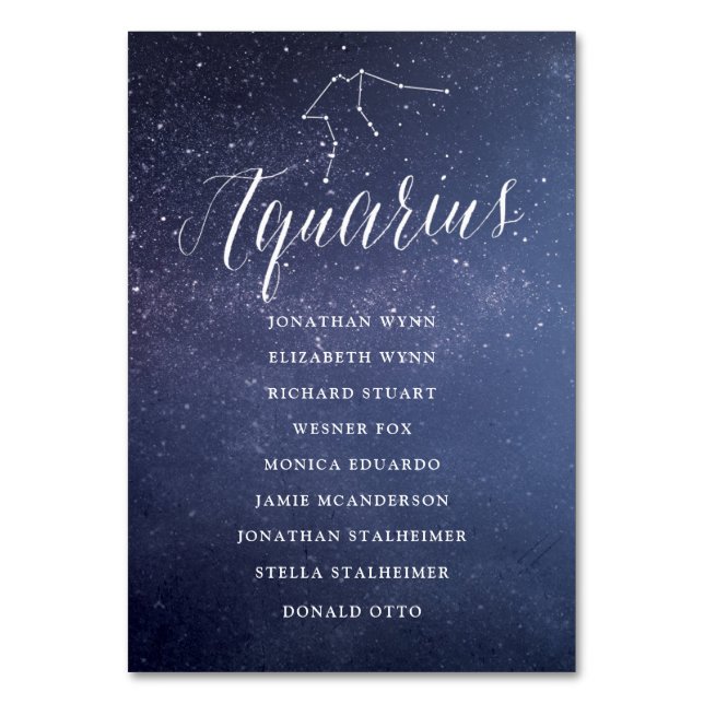 Tarjeta de la carta de asientos del Boda de galaxi (Anverso)