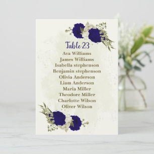 Tarjeta de la carta de asientos florales en color 