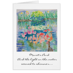 Tarjeta de la charca de Monet--Acuarela de Susan