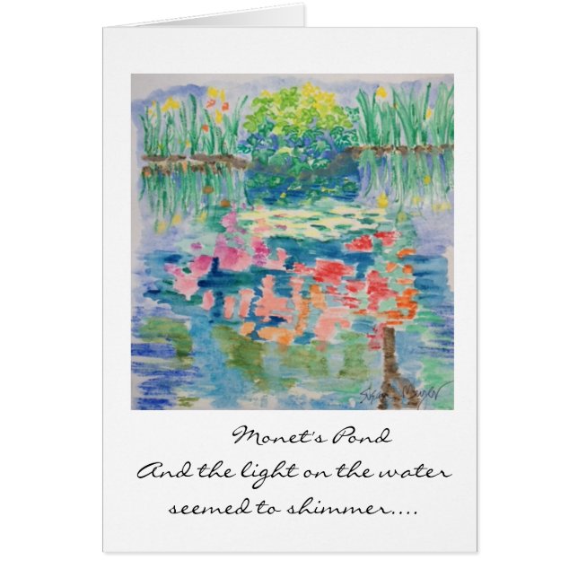 Tarjeta de la charca de Monet--Acuarela de Susan (Frente)