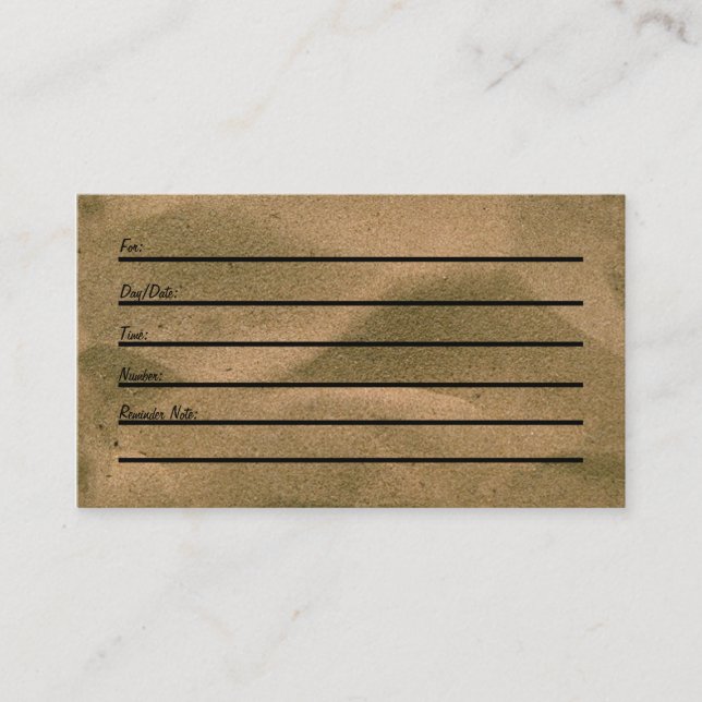 Tarjeta de la cita (arena) (Anverso)