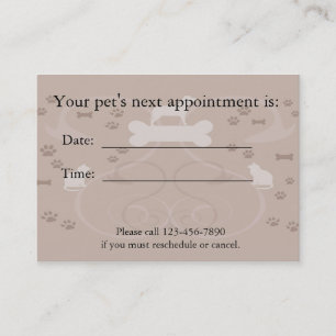 Tarjeta de la cita del mascota