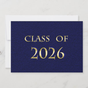 Tarjeta de la Clase de 2026 Azul y Dorado