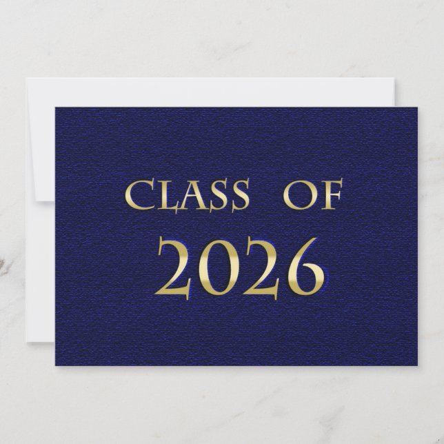 Tarjeta de la Clase de 2026 Azul y Dorado (Anverso)