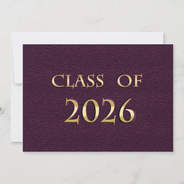 Tarjeta de la Clase de 2026 Morado y Dorado (Anverso)