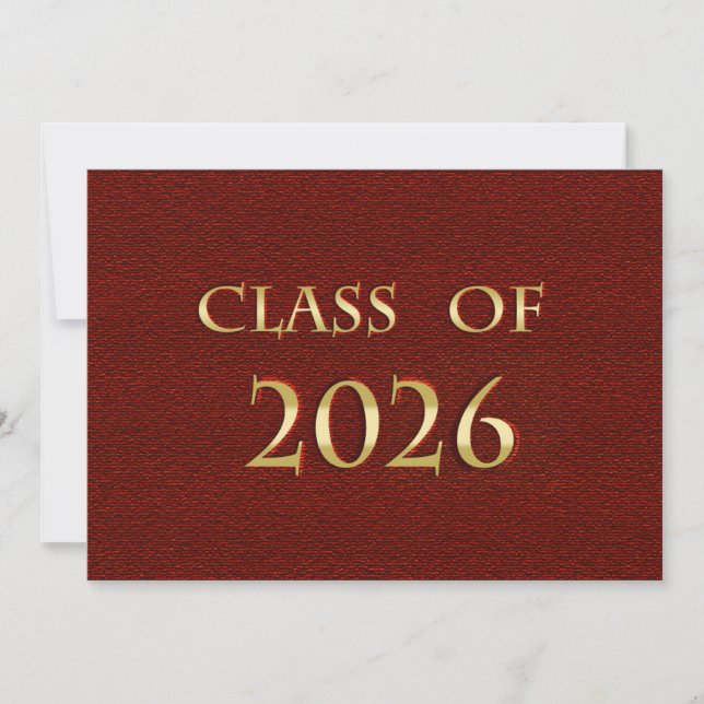 Tarjeta de la Clase de 2026 Rojo y Dorado (Anverso)